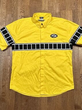 Yamaha Motorcycles 50th Anniversary Striped Mechanic S/S Button Shirt Mens Large